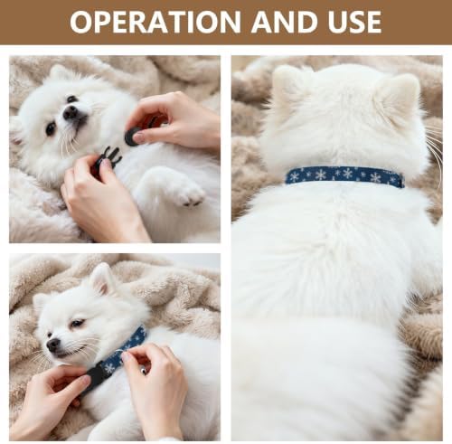 2 Pack Dog Collar Christmas Holiday Snowflakes Blue Kitten Bell Collar, Adjustable 10.6 to 17.1 Inches