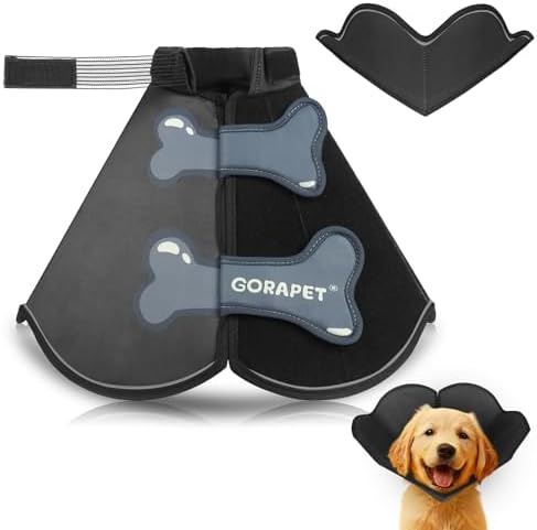Dog Cone Collar Alternative, Partially Detachable Hard & Heavy Cone for Lab Golden GSD (Small&Medium Sized), Elizabethan Adjustable Protective Dog Neck Head Recovery Cone After Surgery Anti Licking