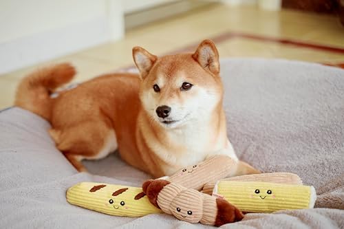 Squeaky Dog Plush Toy, Bakery Bite_Stick Collection, 8", for Small and Medium Dogs (5 in 1, Small)