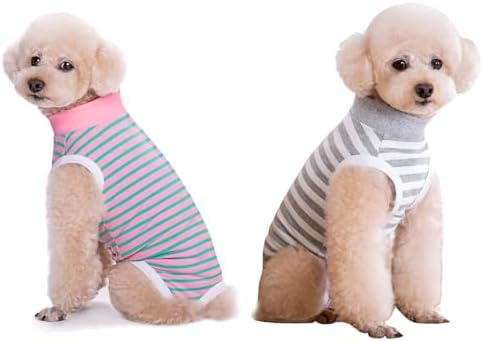 2 Packs Pet Dog Recovery Onesie Suit for Dogs Cats After Surgery,Dog Abdominal Wounds Bandages Cone E-Collar Alternative. (Grey, M)