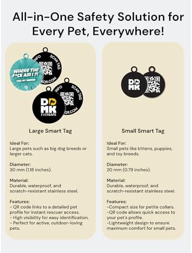 DDMK Smart Pet Tag Set | Includes 3 Tags | QR Code for Instant Alerts | Custom Pet Profiles | Durable & Waterproof | No Subscriptions or Fees |9-Where AM I? Call My Human