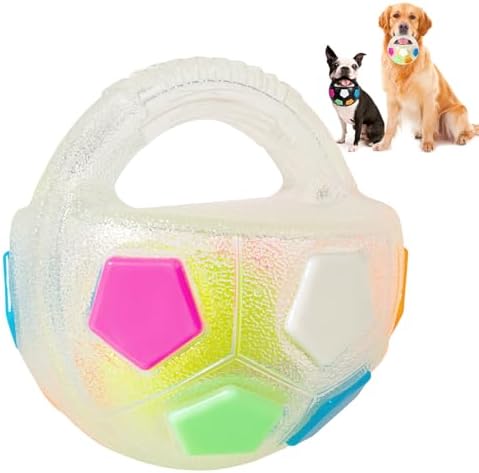 Dog Toy Ball with Handle, Toss and Fetch Play, Interactive Ball for Dogs Playing, Squeaky Floating (Transparent)
