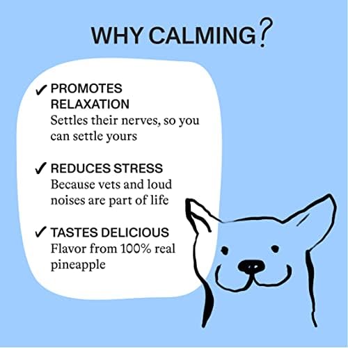 Spot & Tango Calming Supplements for Dogs - Vet-Approved for Anxiety and Stress Relief - L-Theanine, Passionflower, Ashwagandha, Chamomile - Flavored with Real Pineapple, 56 Count