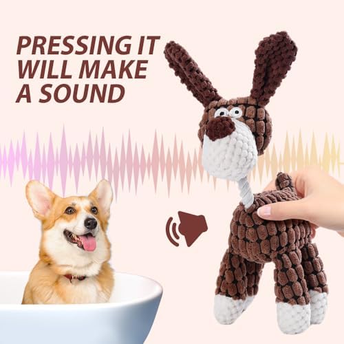 2026 New Dog Toys, Indestructible Plush Dog Toy for Aggressive Chewers, Interactive Squeaky Soft Puppy Chew Toy, Durable Teething Toys for Small Medium Large Dogs (Black+White)