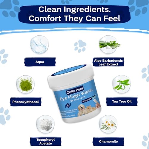 Dog Eye Wipes for Tear Stains, Discharge & Crust Unscented 50 Ct