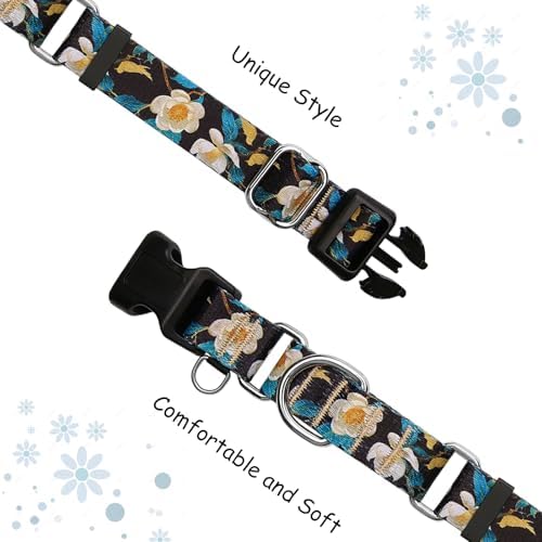 Martingale Collar for Dogs with Buckle No Pull, Golden Floral, S