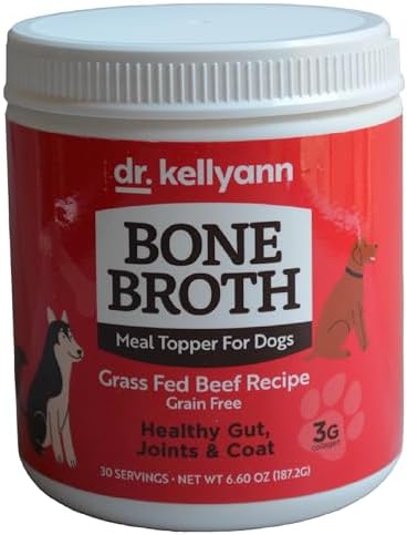 Dr. Kellyann Bone Broth Meal Topper for Dogs | Grass-Fed Beef Recipe | 3g Collagen | Supports Healthy Digestion & Joints | Shiny Coat | Grain Free | 6.60 oz