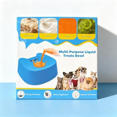 Dog Lick Bowl with Rolling Ball, Slow Feeder for Liquid Treats, Anti-Slip Interactive Dog Toy for Yogurt, Bone Broth & Milk, Anxiety Relief & Post-Op Nutrition, Large Medium Small Breeds (Black)