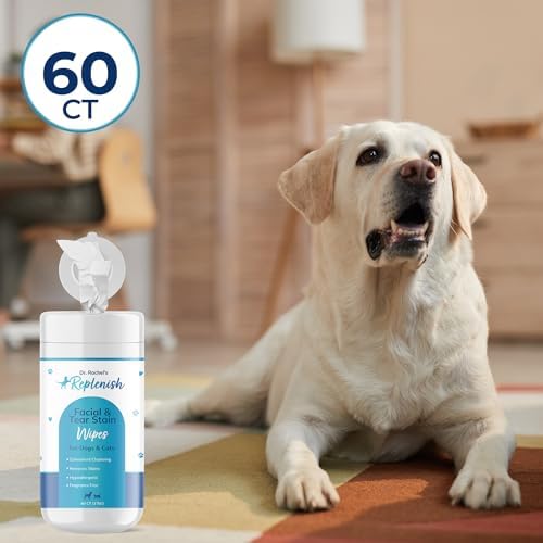 Replenish Tear Stain Remover Eye Care Bundle for Dogs & Cats – Dr. Rachel’s Tear Stain Chews & Facial Wipes – Tear Stain Supplement & Tear Stain Wipes for Eye Discharge & Crust
