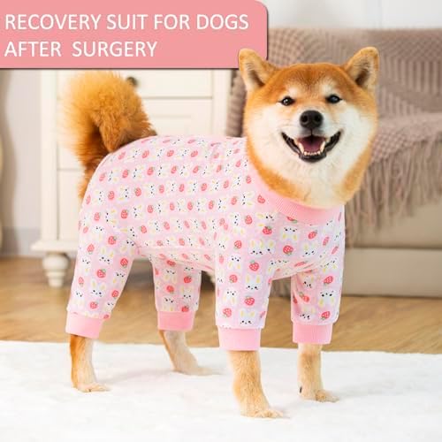 Dog Recovery Suit for Small Medium Large Dogs, Pet Onesie After Surgery Comfort Dog Bodysuit Anti Licking (Pink Bunny,4XL)