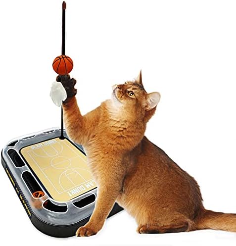 Cat Scratch Toy NCAA CALIFORNIA BERKELEY Golden Bears REVERSIBLE Basketball Court Felt/Cardboard Cat Scratcher. Interactive Cat Ball Bell. 6-in-1 CAT TOY: Cat Wand Poll, CATNIP-FILLED Plush Basketball