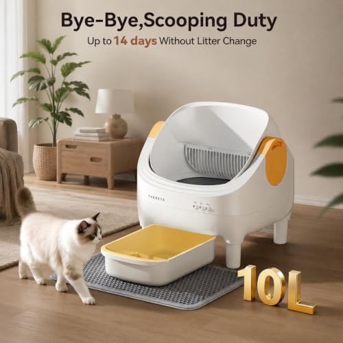 Thereye Automatic Litter Box, Open-Top Design & Anti-Pinch Safety