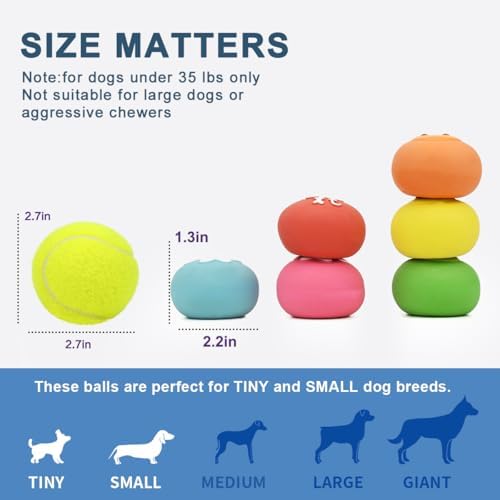Squeaky Dog Toys, Soft Latex Rubber Squeaky Dog Ball for Small Dogs Puppies, Cute Bounce Squeak Toys Balls with Funny Cute Face