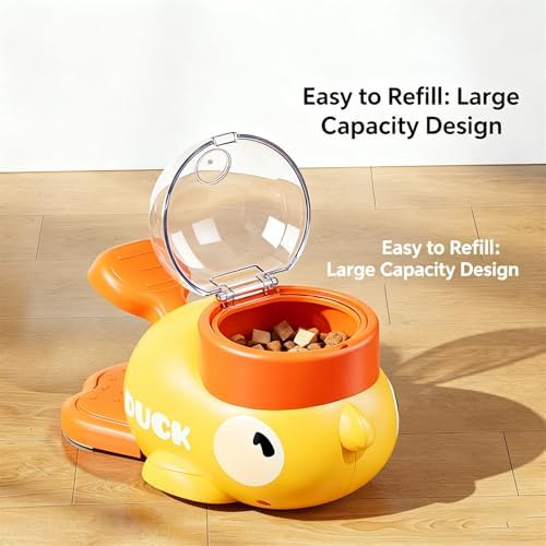 Ducky Cat Treat Dispenser, Yellow Duck Cat Treat Dispenser, Little Duck Cat Toy Treat Feeder for Pet Healthy Eating & Iq Training, for Cats and Dog (White)