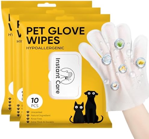 Pet Glove Wipes for Dogs & Cats, Hypoallergenic Large Size 9 x 9.8 inch