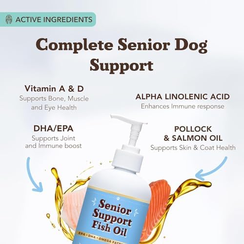 Natural Dog Company Omega 3 Fish Oil for Senior Dogs Supplement – 16oz