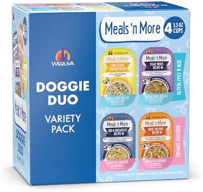 Weruva Meals 'n More Wet Dog Food, Doggie Duo Trial Variety Pack, 3.5oz Cup, Pack of 4