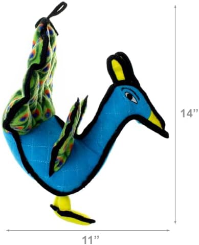 TUFFY® - 2 Pack Original : Peacock Dog Toy : : Ultra Durable Plush Toy with Multiple Layers & Reinforced Seams, Washable and Floats, Original Construction