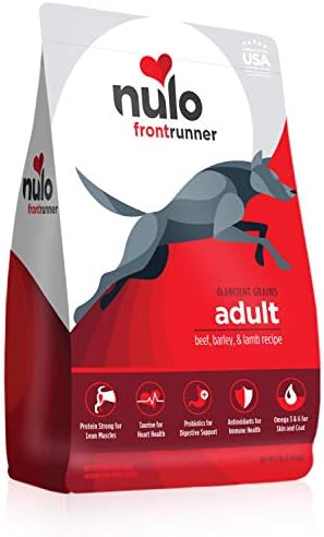 Nulo Frontrunner Dry Dog Food for Adult Dogs - Grain Inclusive Recipe with Beef, Barley, & Lamb - All Natural Pet Foods with High Taurine Levels - Animal Protein for Lean Strong Muscles
