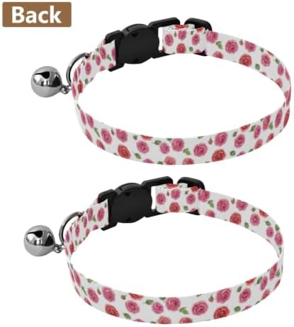 Vintage Roses Green Leaf White Adjustable Buckle Cat Collar 2 Pack Collar for Cats