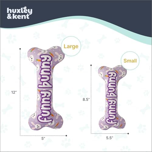 Huxley & Kent Power Plush Squeaky Dog Toy, Funny Bunny Bone, Small