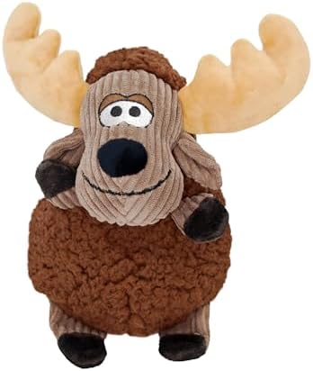 KONG Sherps Floofs – Plush Dog Toy with Flat Squeaker & Crackly Noise – Soft, Snuggly Cuddly Toy for Indoor Fetch & Gentle Play, Durable Lined Design (Moose/Sheep Combo)