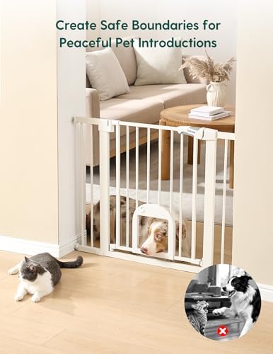 Babelio 36" Tall Baby Gate with Cat Door, CatPrivilege III, 29-43"