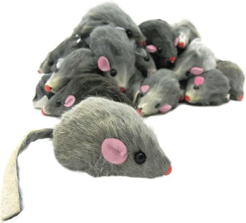 9Pcs Gray Fur Rattle Mouse Cat, Interactive Pet Play Mice, Animal for Cats, Pet Supplies