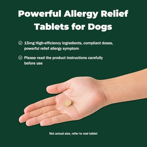Dog Allergy Itch Treatment，Fast Reduce Scratching，Paw Licking and Belly-Rubbing for Dermatitis，Atopic Skin Care Supplement for Dogs Over 12 Months Old | 15 mg | 90 Count