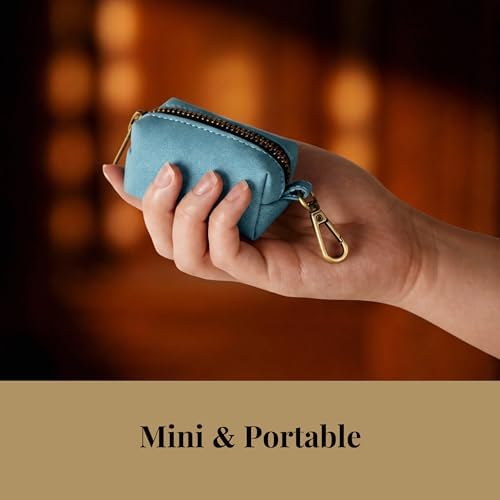 Didog PU Leather Dog Poop Bag Holder, Easy-Pull with Metal Clip, Denim Blue