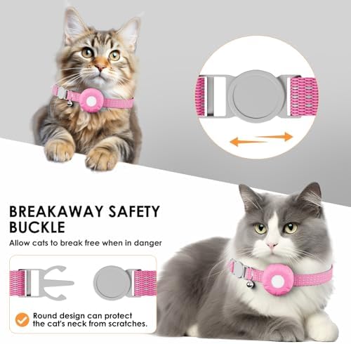 GPS Tracker for Cats (iOS Only),MINI Cat Tracker,Real-Time Location Pet Tracker,No Monthly Fee GPS Tracker, Compatible with Apple Find My,Territory & Location History,Up to 5-Day Battery Life (Pink)