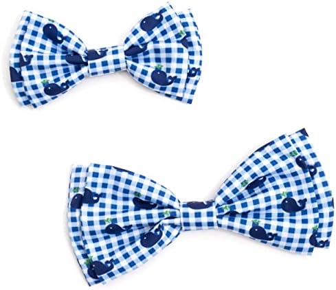 THE WORTHY DOG Everyday Patterned Pet Bow Ties for Dogs & Cats, Whales