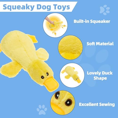 Mihachi Plush Squeaky Dog Duck Toys - Stuffed Pet Toy Duck Interactive Gifts for Dog Birthday Dogs Puppy Biting Chew Toys - for Medium and Large Dogs