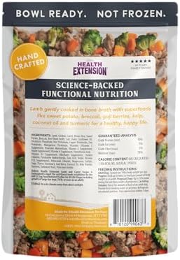 Health Extension Gently Cooked Lamb & Carrot Dog Food, Human-Grade & Shelf-Stable with Superfoods, Supports Digestion, Immunity, Skin & Coat, 9 oz Pouch (Pack of 5)