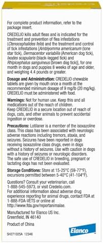 Credelio (lotilaner) Tick & Flea Treatment for Dogs 4.4-6 lbs., 6ct