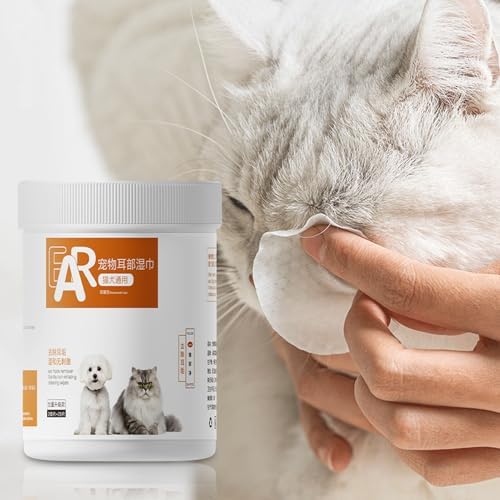 Veterinary Pet Eye Cleaner Wipes - Extra Gentle Nonwoven for Tear Stain Prevention, Enzyme-Powered Ear Debris & Mucus Remover, Daily Use 220-Pack
