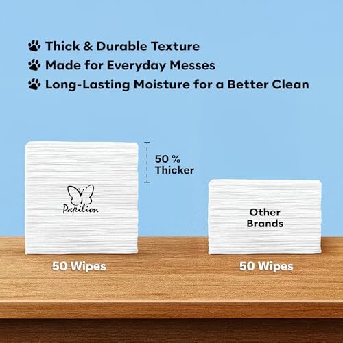 Papilion Pet Wipes for Dogs & Cats, Gentle Grooming & Cleaning Wipes, Safe for Paws, Coat & Face for Daily Use, Paraben-Free, Extra Large All-Purpose Wipes, Flip-Top Pack, 150 Count