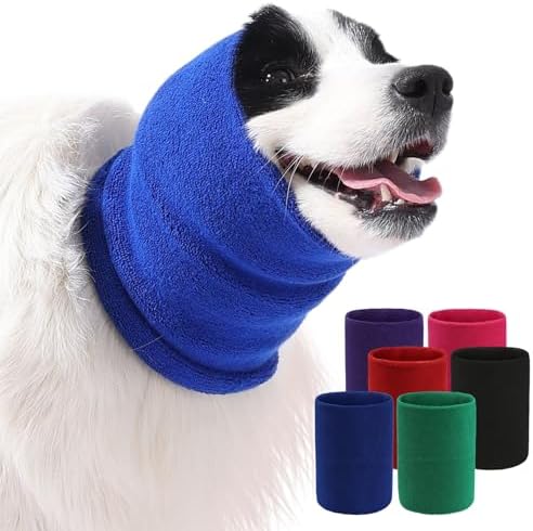 Dog & Cat Calming Band Cat Anxiety Relief Cover,Double Layer Thickened Pet Ears Elastic Neck Band Noise Cancelling Ear Muffs for Anxiety Relief/Noise Protection,Grooming,Thunder,Fireworks