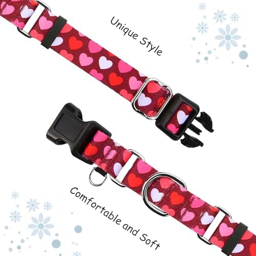 Valentines Martingale Dog Collar Pink Burgundy Heart Love, Small
