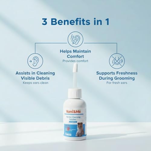 Dog Ear Cleaner for Dogs & Cats – Gentle Ear Care Solution – Helps Reduce Wax & Debris – 60ml (2 fl oz) – Yami&Me