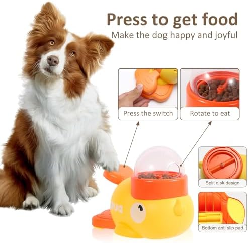 Dog Treat Dispenser Toy Duck-Shaped, Interactive Feeder with 3 Outlets & Non-Slip Base, Easy to Clean