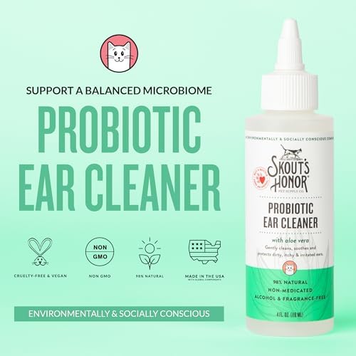 SKOUT'S HONOR Probiotic Cat Ear Cleaner, 4 oz, 2-Pack