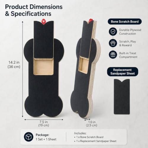 Nail Scratch Board with Treat Box, Bone Shape Scratch Pad for Dogs，2PC