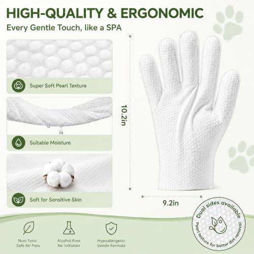 GLADFRESIT Pet Grooming Glove Wipes for Dogs & Cats, 60g, 6 Pcs