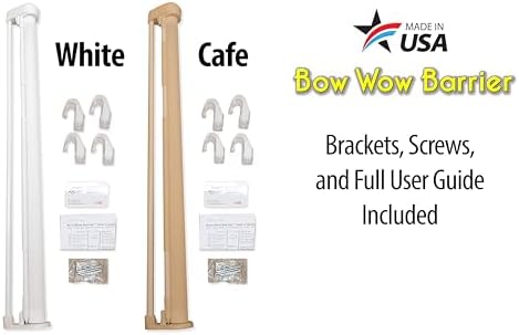 Bow Wow Barrier 28-Inch Café Retractable Exterior-Door Barrier for Pets | USA-made Smart Retract hardware-mounted barrier for exterior doors; opens with the door to help keep dogs & cats inside