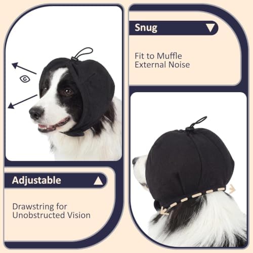 Thick Padded Noise-Reducing Dog Ear Muffs, Anti-Anxiety Calming Ear Hoodie
