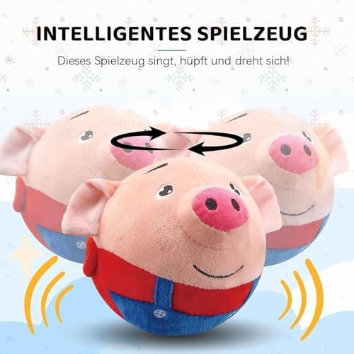 Active Moving Pet Plush Toy, 2026 Interactive Dog Toys Talking Moving Dog Ball Toy Washable Cartoon Pig Plush Sound Electronic Herding Ball for Dogs Shake Bounce Boredom Toys (Lion)