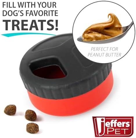 Jeffers Pet Natural Rubber Dog Chew Toy – Red Hocky Disc, Large – Treat Dispensing, Vanilla Scent, Durable, Non-Toxic, Dishwasher Safe, Interactive Fetch & Tug Toy - Perfect for Training