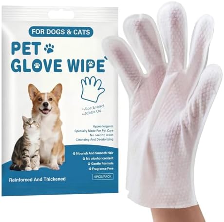 Pet Glove Wipes for Sphynx, Devon Rex, Cats & Dogs, 18 Count
