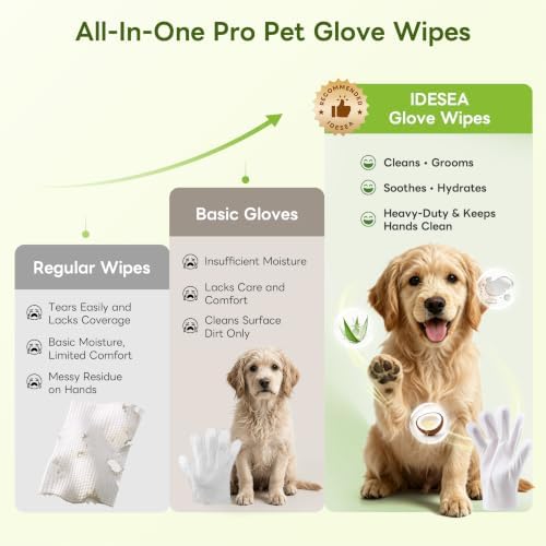 Dog Wipes for Dogs & Cats, Individually Packed Glove Wipes, 24 Count